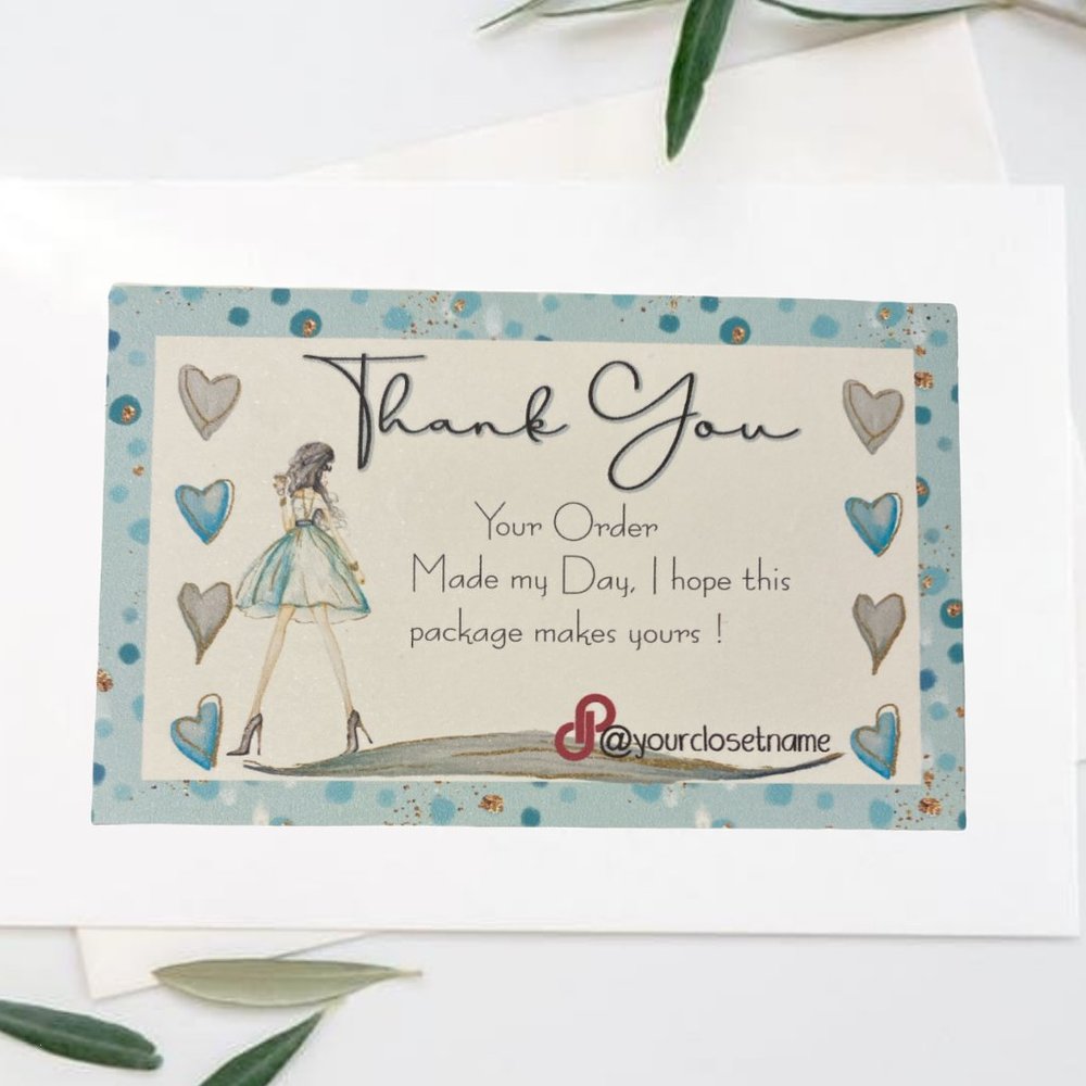 100 Closet Thank You CUSTOMER Cards, Packaging Insert Thank You Card